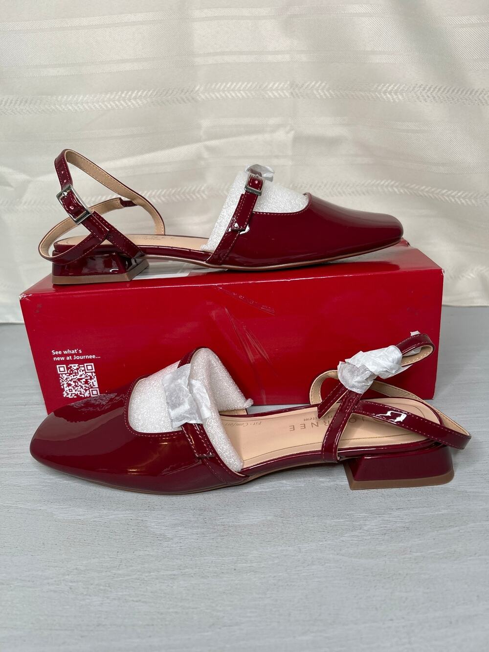 Journee Collection Gretchenn Multi-Strap Square Toe Heeled Sandals Wine Size 8 M